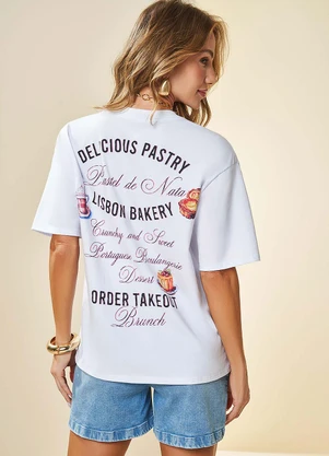 Doce Trama - T-Shirt Estampada em Malha Branco - DOCE TRAMA