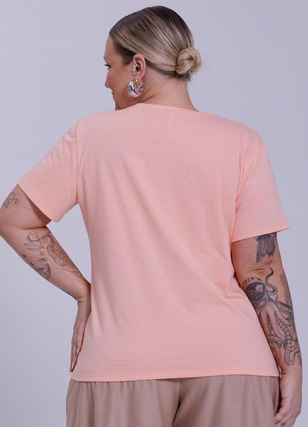 Lunender Mais Mulher - T-Shirt Estampada em Meia Malha Penteada Laranja 2