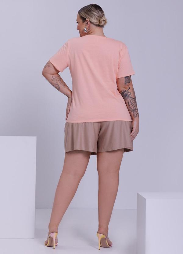 Lunender Mais Mulher - T-Shirt Estampada em Meia Malha Penteada Laranja 4