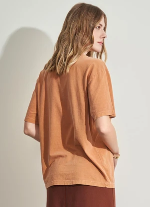 Sofie - T-Shirt Estonada em Meia Malha Bege - SOFIE