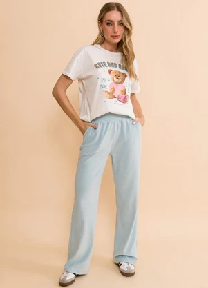 Outlet - T-Shirt Feminina Básica Cute And Barbie Azul - OUTLET