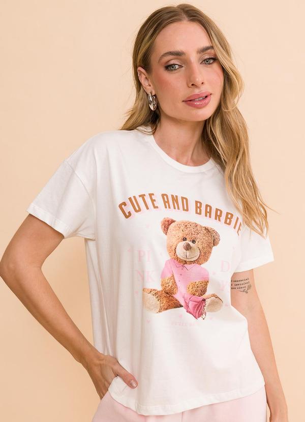 Petit Rose - T-Shirt Feminina Básica Cute And Barbie Rosa