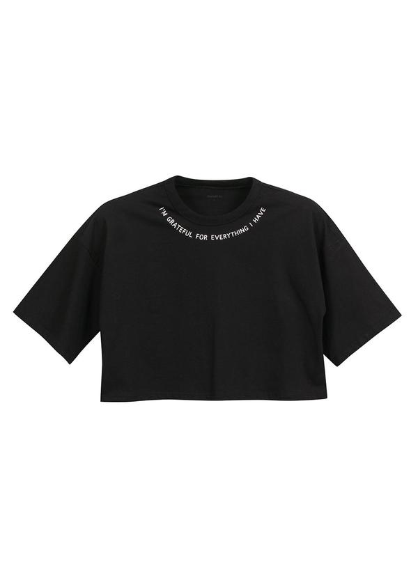 Marialícia - T-Shirt Feminina Cropped Preto
