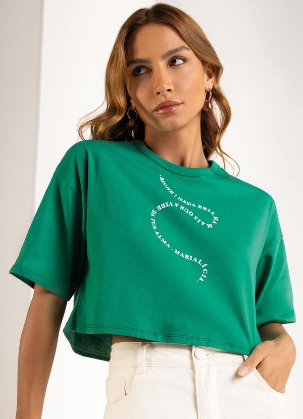 Marialícia - T-Shirt Feminina Cropped Verde