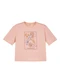 Marialícia - T-Shirt Feminina Eco Linho Estampada Bege - variação: Rosa