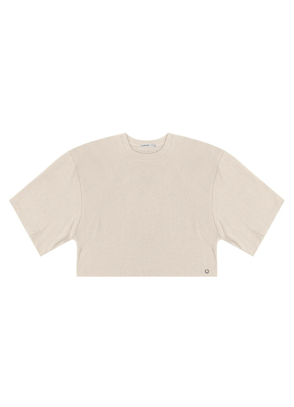 Endless - T- Shirt Feminina em Malhão e Ribana Bege