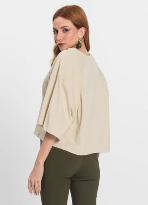 Endless - T-Shirt Feminina em Malhão e Ribana Off White - ENDLESS