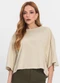 Endless - T-Shirt Feminina em Malhão e Ribana Preto - variação: Off White