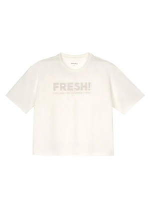 Marialícia - T-Shirt Feminina Estampa Fresh Bege - MARIALÍCIA