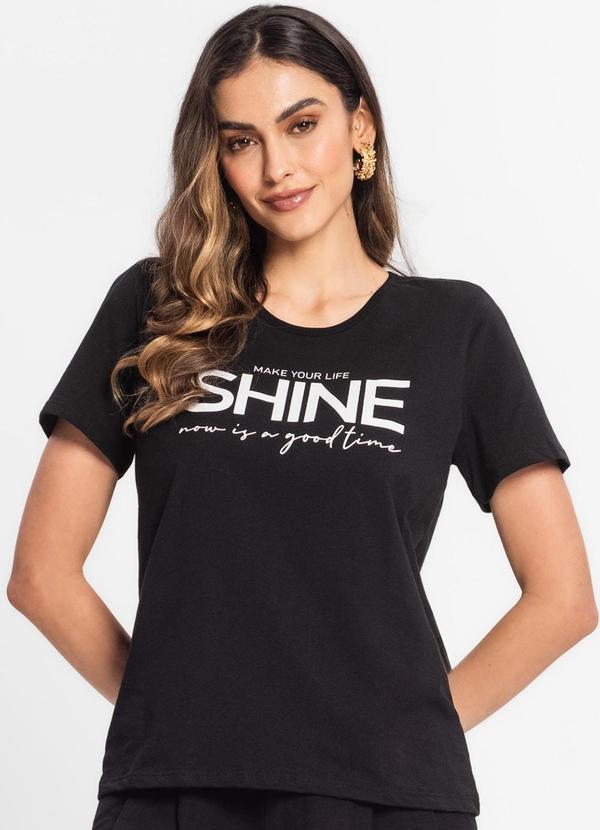 Rovitex - T- Shirt Feminina Estampada Preto