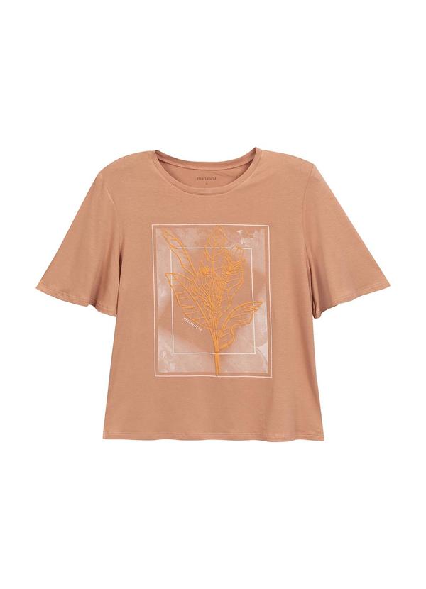 Marialícia - T-Shirt Feminina Folhagem Laranja