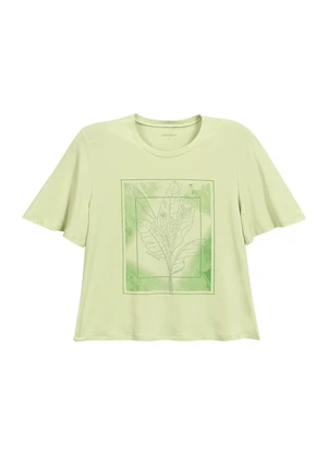 Marialícia - T-Shirt Feminina Folhagem Verde - MARIALÍCIA
