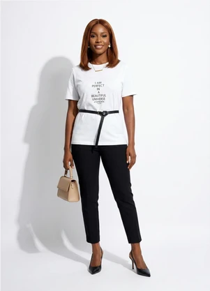 Marialícia - T-Shirt Feminina Glitter Branco - MARIALÍCIA