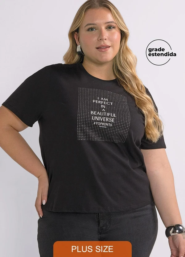 Marialícia - T-Shirt Feminina Glitter Preto