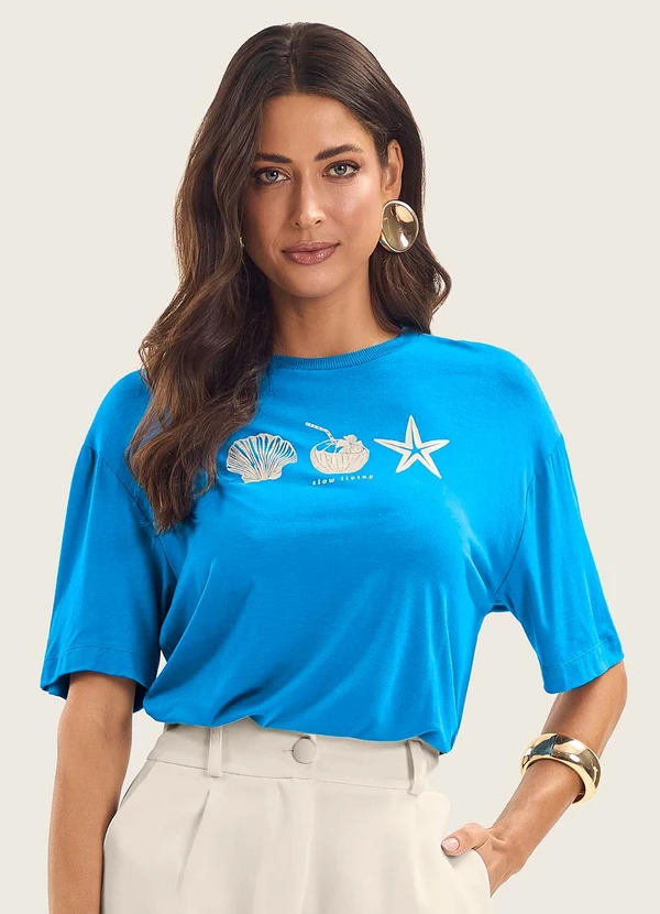 Endless - T- Shirt Feminina Manga Curta Azul