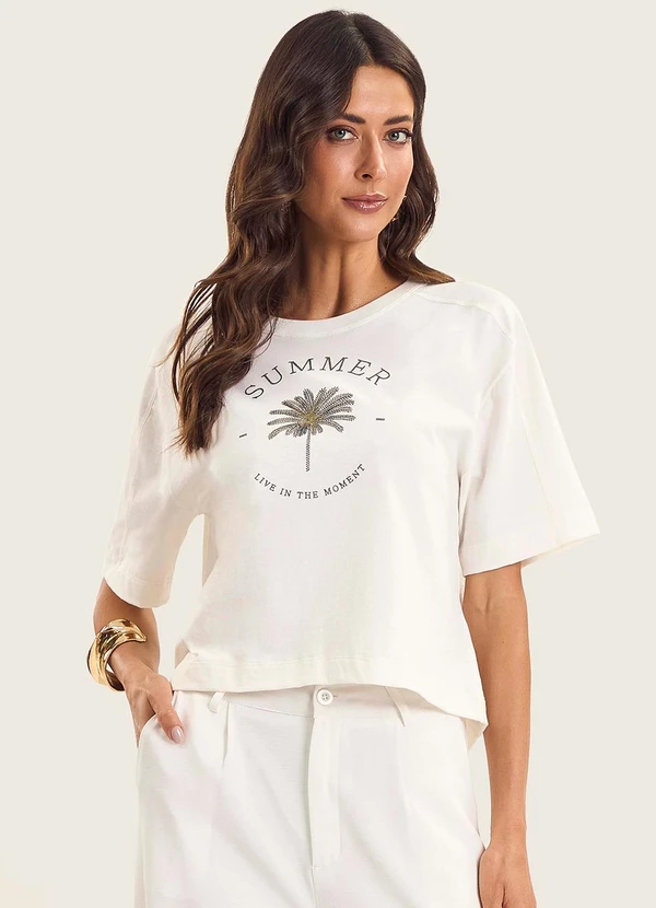 Endless - T- Shirt Feminina Manga Curta Bege