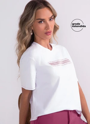 Marialícia - T-Shirt Feminina Manga Curta Branco - MARIALÍCIA