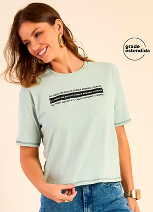 Marialícia - T-Shirt Feminina Manga Curta Verde - MARIALÍCIA