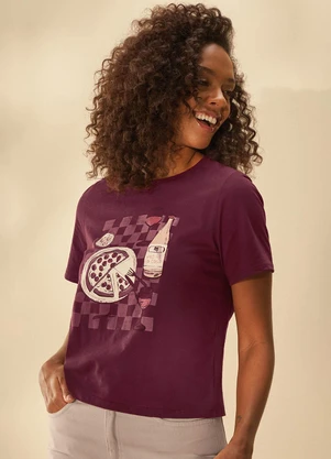 Marialícia - T-Shirt Feminina Regular Italiana Vermelho - MARIALÍCIA