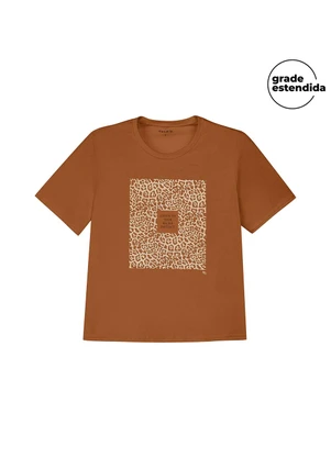 Marialícia - T-Shirt Feminina Regular Metalizada Marrom - MARIALÍCIA