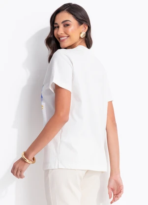 Farm - T-Shirt Fit Araras Namorando Off White - FARM