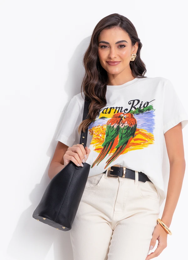 Farm - T-Shirt Fit Araras Namorando Off White
