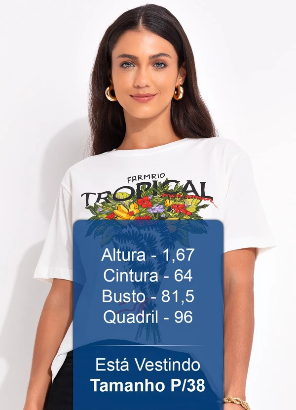 Farm - T-Shirt Fit Bouquet Tropical Off White 5