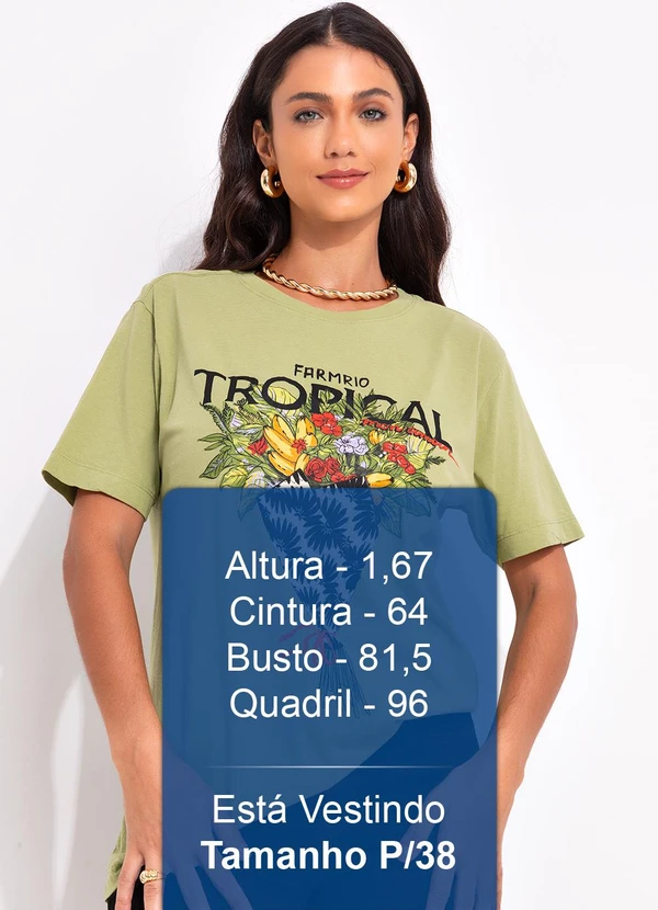 Farm - T-Shirt Fit Bouquet Tropical Verde 5