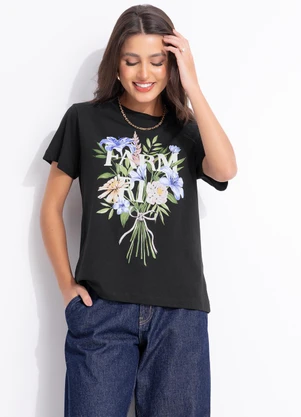 Farm - T-Shirt Fit Buque Preto - FARM