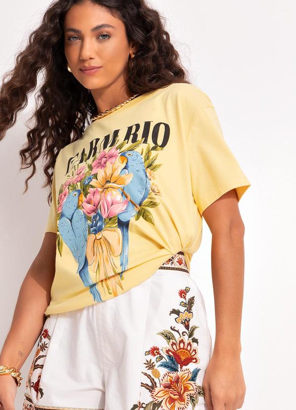 Farm - T-Shirt Fit Flores e Pássaros Amarelo 6
