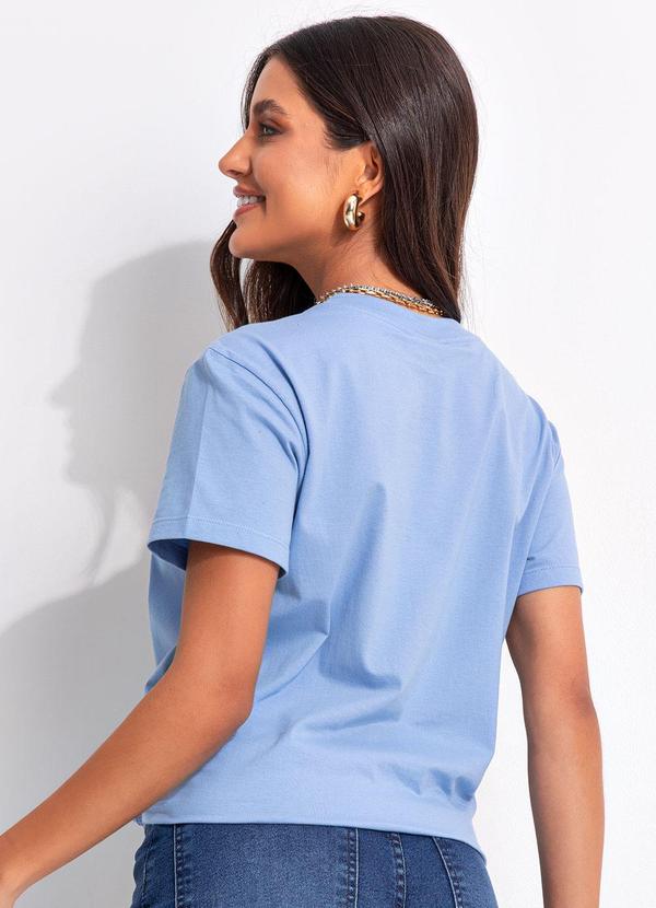 Farm - T-Shirt Fit Flores Passarinho Rio Azul 2