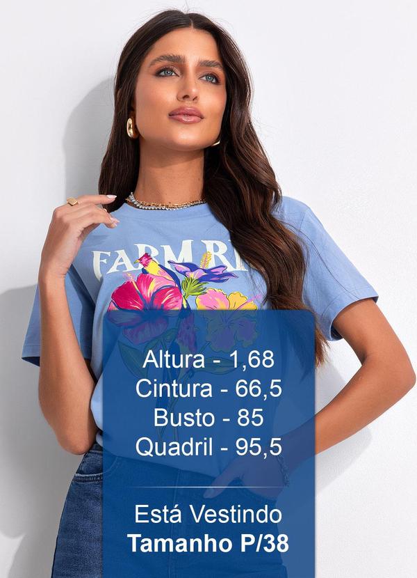 Farm - T-Shirt Fit Flores Passarinho Rio Azul 6