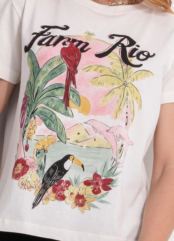 Farm - T-Shirt Fit Portal Tropical Off White 6