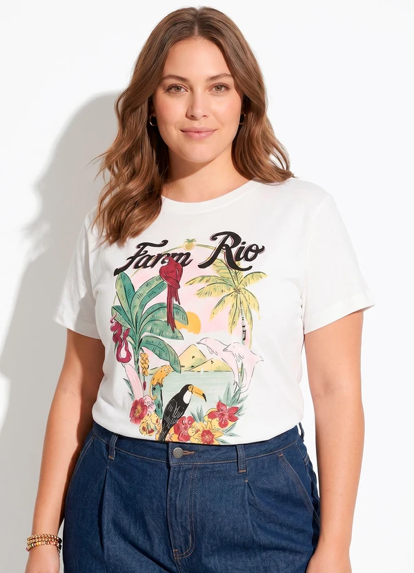 T-Shirt Fit Portal Tropical Off White - Farm