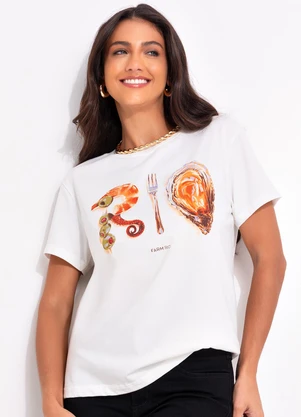 Farm - T-Shirt Fit Rio Ostra Off White - FARM