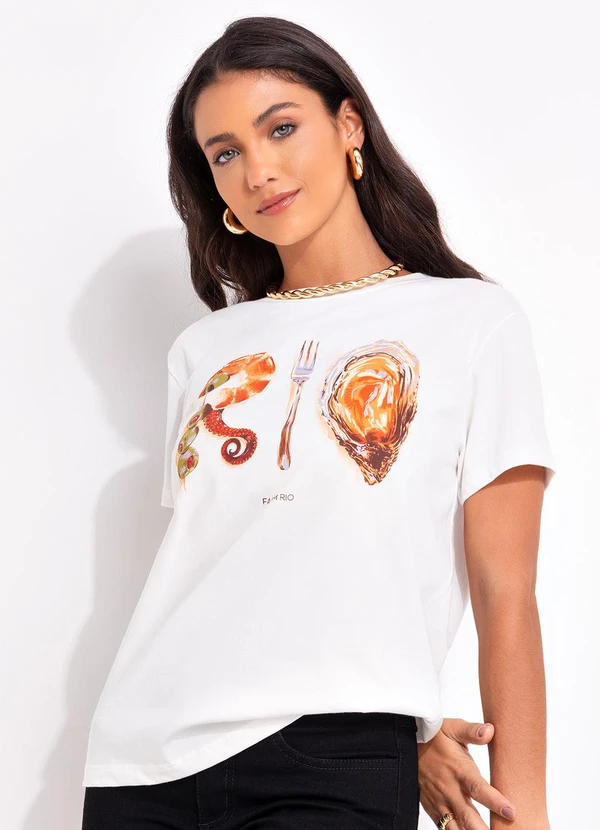 Farm - T-Shirt Fit Rio Ostra Off White 3