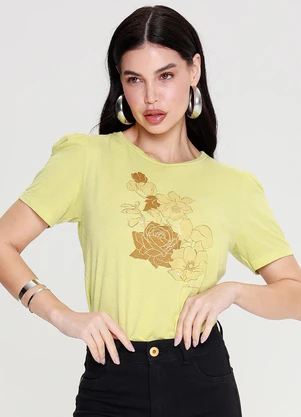 Outlet - T Shirt Floral Verde - OUTLET