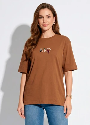 Farm - T-Shirt Ipanema Rio Toffee Bege - FARM