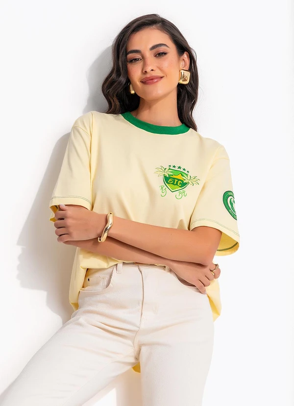 Farm Etc - T-Shirt Ipanema Selo Carioca Amarelo