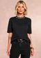Doce Trama - T-Shirt Jardim Boho em Malha Branco - variação: Preto