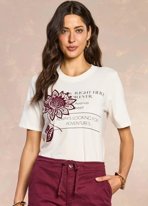 Doce Trama - T-Shirt Jardim Decor Estampada Branco - DOCE TRAMA
