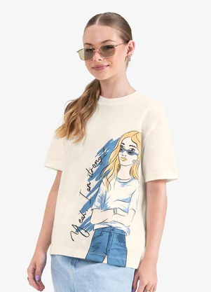 Minty - T- Shirt Juvenil em Meia Malha Bege - MINTY