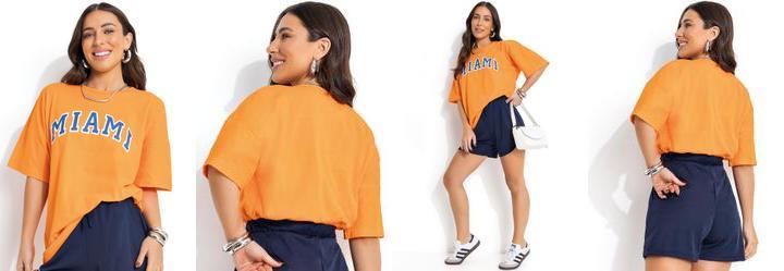 T-Shirt Laranja Escuro em Malha de Algod�o
