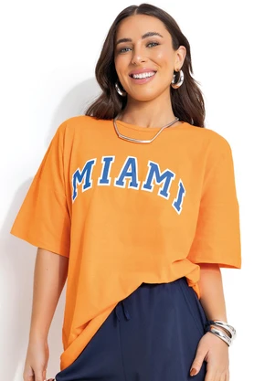 Moda Pop - T-Shirt Laranja Escuro em Malha de Algodão - MODA POP