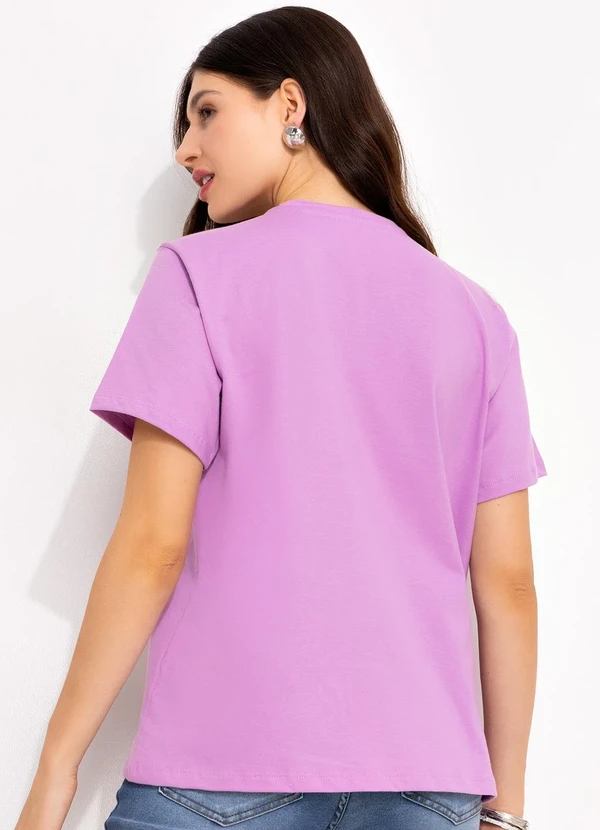 Disney - T-Shirt Lilás em Malha de Algodão Penteado 2