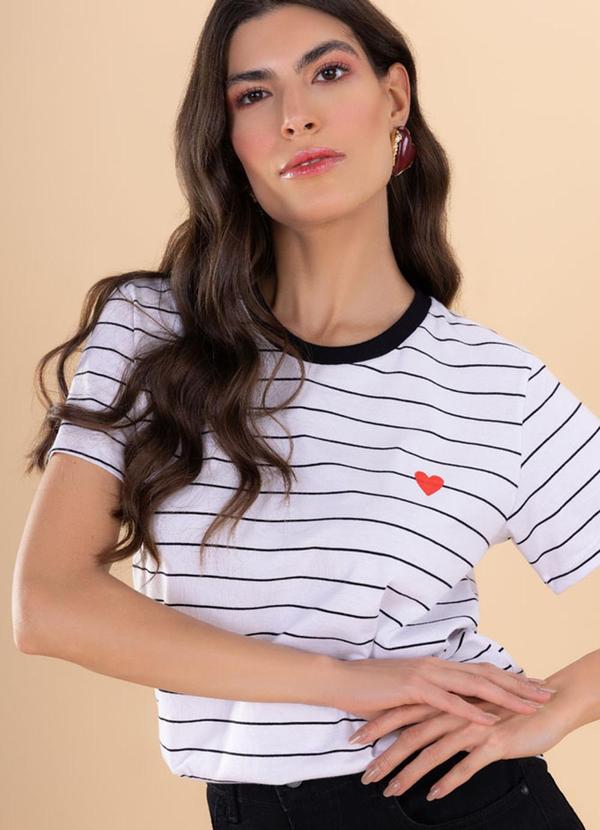 Angel - T-Shirt Listrada Branco