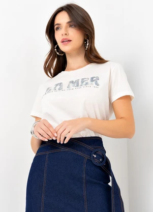 Mob - T-Shirt Malha Aplicação La Mer Bege - MOB