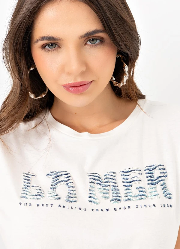 Mob - T-Shirt Malha Aplicação La Mer Bege 3