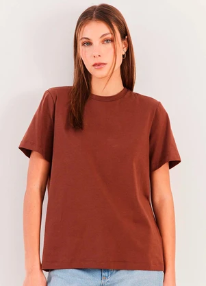 Sofie - T-Shirt Manga Curta Cotton Spring Flow Marrom - SOFIE