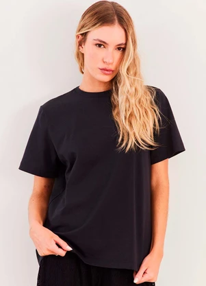 Sofie - T-Shirt Manga Curta Cotton Spring Flow Preto - SOFIE